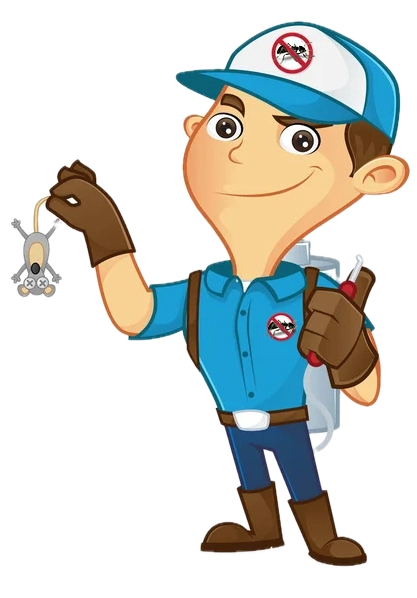 Logo de AB nuisibles 31, un exterminateur qui tient un rongeur par la queue.